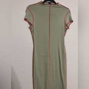 Forever 21 Green and Orange Stitch Seam Long Dress Size Small